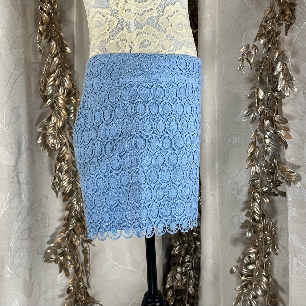 Loft Women’s Size 6 Blue Crochet Scallop Cottagecore Coquette Shorts - Picture 3 of 9